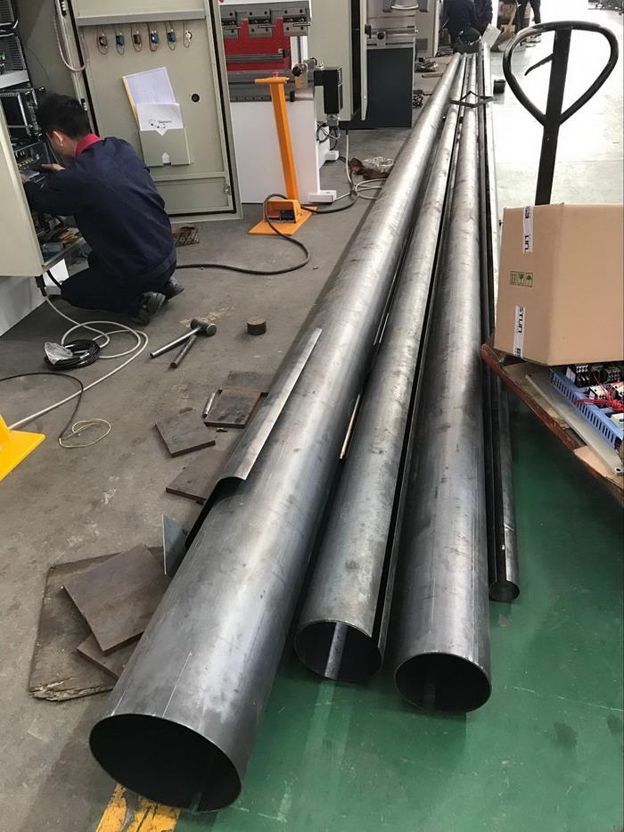12m cnc tandem press brake forming 12m round street light poles